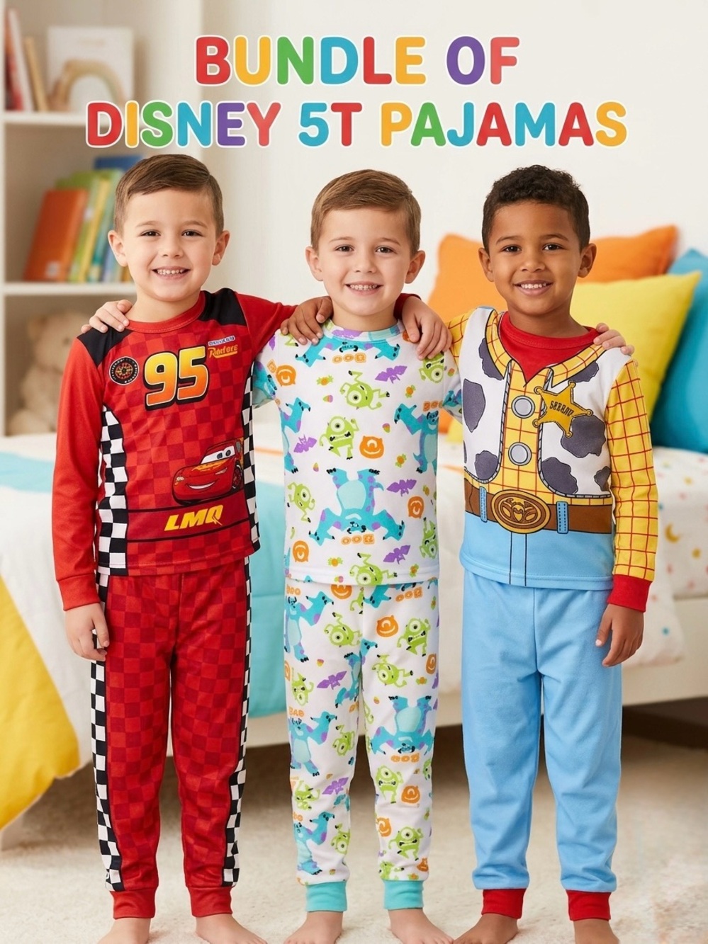 5T toddler pajama bundle 3 disney pajama sets 5T